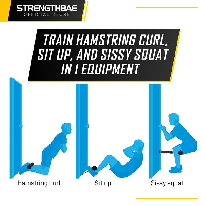 Sit Up & Hamstring Curl & Sissy Squat Strap STRENGTHBAE Nordic Abs Gym
