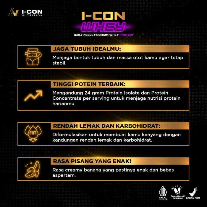 Icon Whey Protein Terbaik - Post Workout Nutrition - Tanpa Shaker