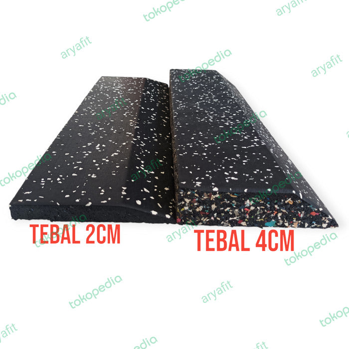 Rubber Edge Ramp Flooring | Tanjakan Lantai Karet 20mm warna kuning - bintik putih2cm