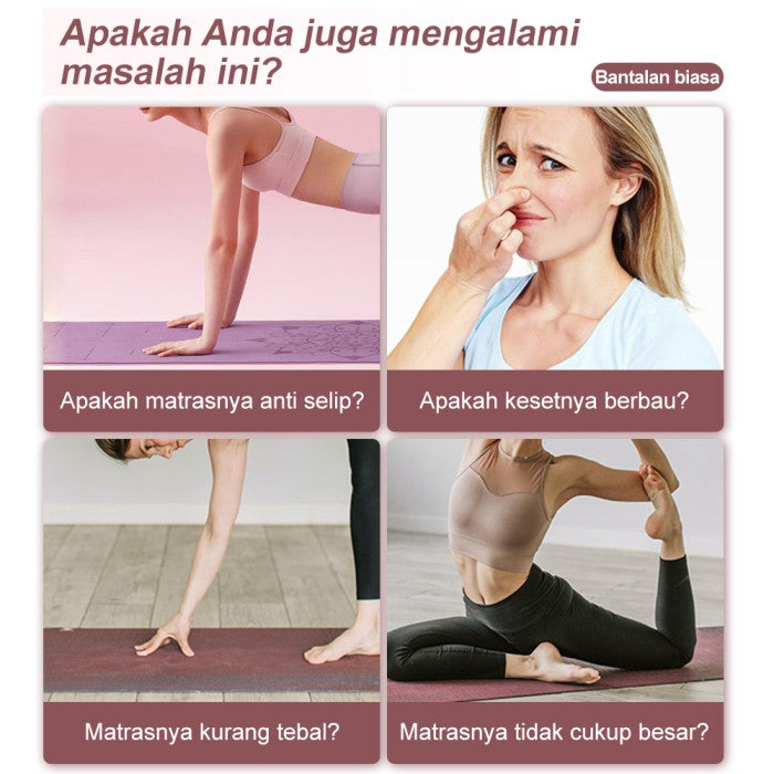 OneTwoFit Matras Yoga Mat 8MM TPE Olahraga Mat  With Tas Matras Yoga Anti Slip Karpet Olahraga - Abu-abu