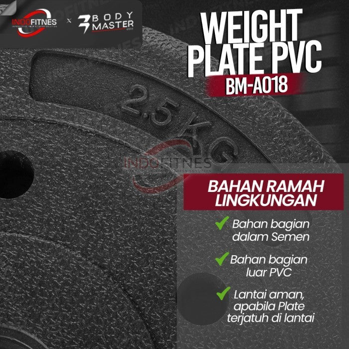 BODYMASTER Plate beban PVC A018 Barbell Piringan Beban Dumbell Rubber - 2,5KG, BELUM ONGKIR