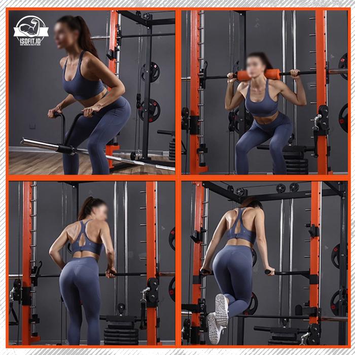 Multifunctional Smith Machine Trainer / Premium Squat Power Rack Bench Press Cable SD-5515BOK