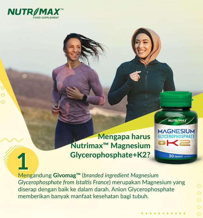 Nutrimax Vitamin Magnesium Glycerophosphate + K2 Mengandung Givomag Calcium Vitamin K2 Water Soluble