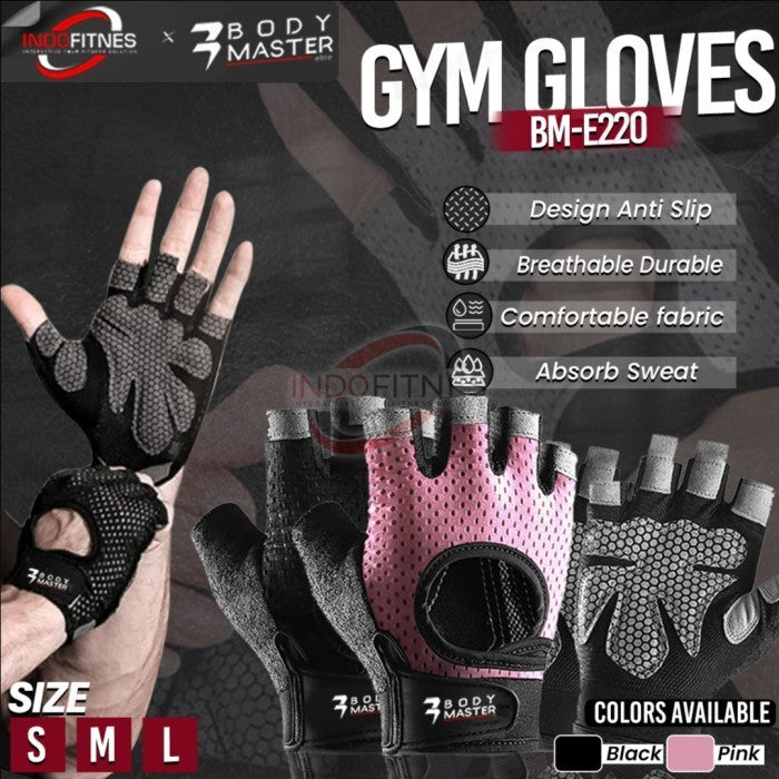 BODYMASTER Gloves Fitness Microfiber Gym E220 Sarung Tangan olahraga - Abu-abu, S