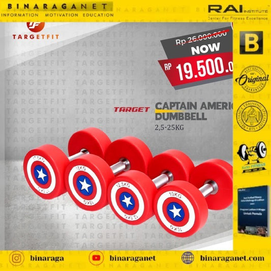 CAPTAIN AMERICA FIXED DUMBELL 2.5kg s/d 25kg TOTAL 275KG / DUMBEL