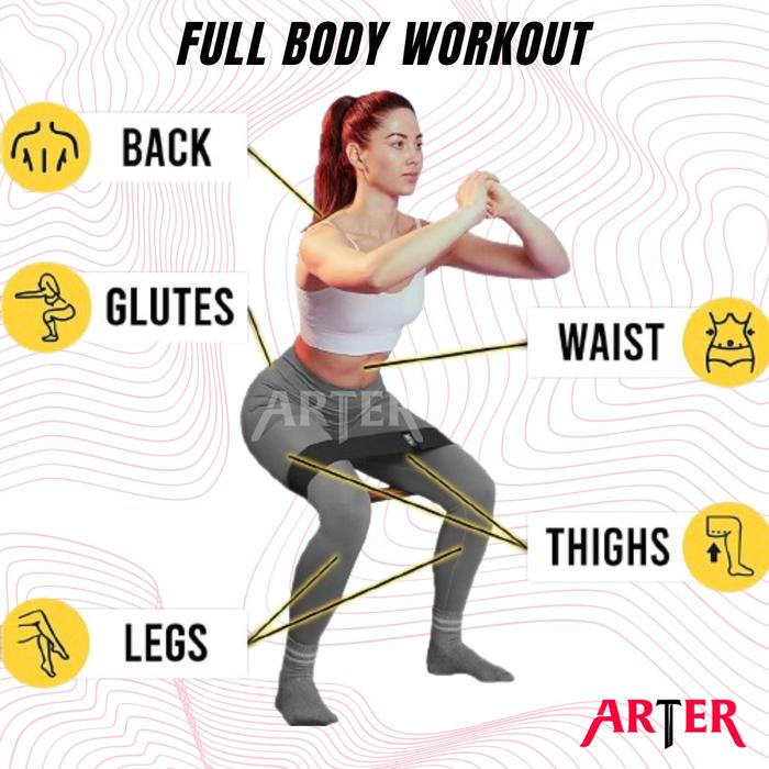 ARTER HIP RESISTANCE BAND YOGA PILATES HIP BAND BOOTY BAND SQUAT GYM - Black - Heavy