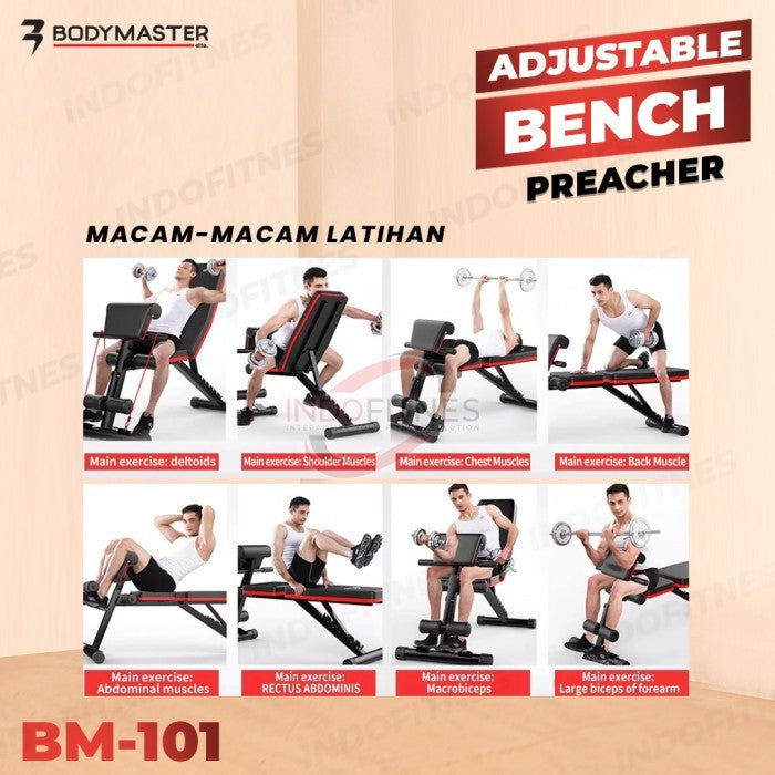 BODYMASTER Adjustable Preacher Bench BM-101 Kursi bangku Gym Sit up - TOPED