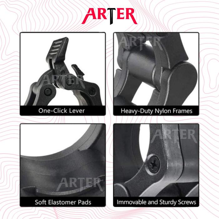 ARTER Barbell Locks 50mm 5cm Collars Collar Clips ABS Easy Release - Two Pieces