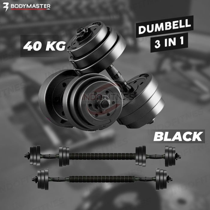 BODYMASTER 40KG BM-A015 Adjustable Dumbell Barbell ABS PVC dumbel - Kettle Handle, BELUM ONGKIR