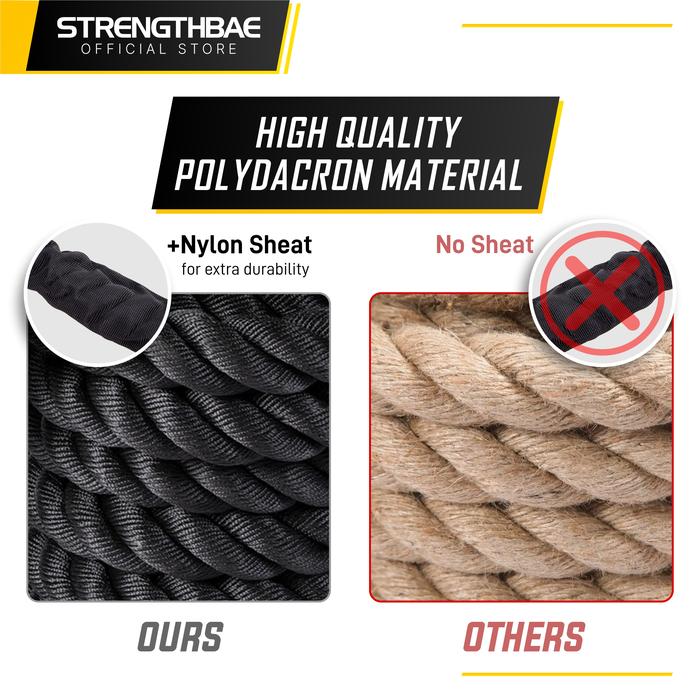 Battle Rope STRENGTHBAE Gym Ropes Tali Climbing 9 12 15 m 9m 12m 15m - 15m