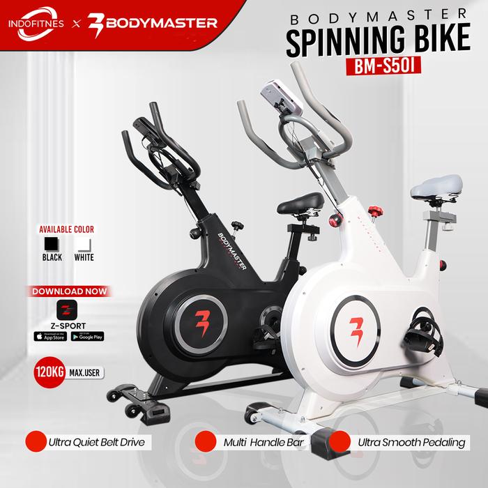 BODYMASTER Spinning Bike S50i Smart Maxtrainer, sepeda statis cardio alat fitness - Putih