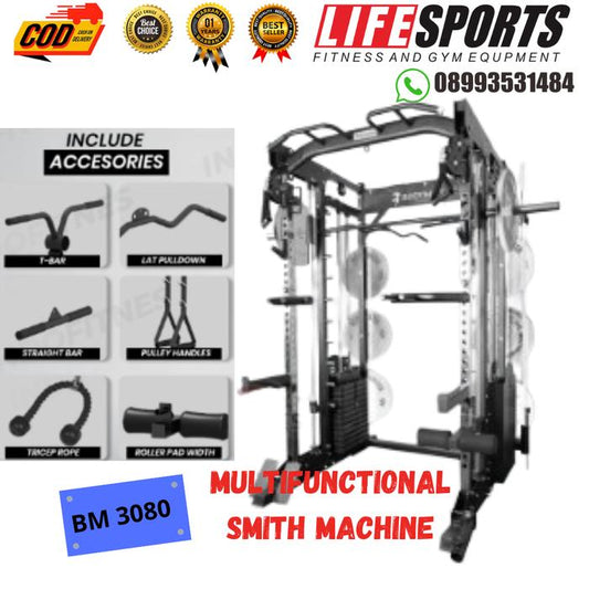 Smith Machine BM-3080MS - Power Rack Functional Bench Press - Alat Saja warna Black