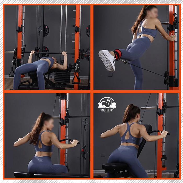 Multifunctional Smith Machine Trainer / Premium Squat Power Rack Bench Press Cable SD-5515BOK