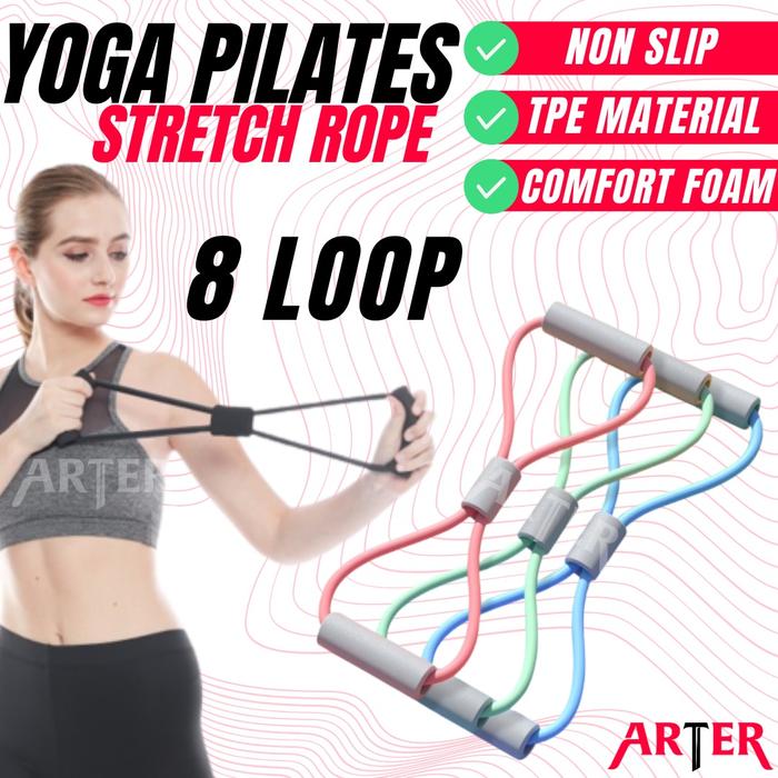 ARTER Yoga Resistance Band 8 Figure Resistant Loop Bands Gym Fitness - Ocean Blue