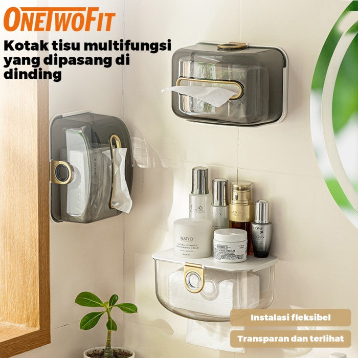 OneTwoFit Tissue Box Kamar Mandi Tempel Dinding Plastik Tebal Multifun