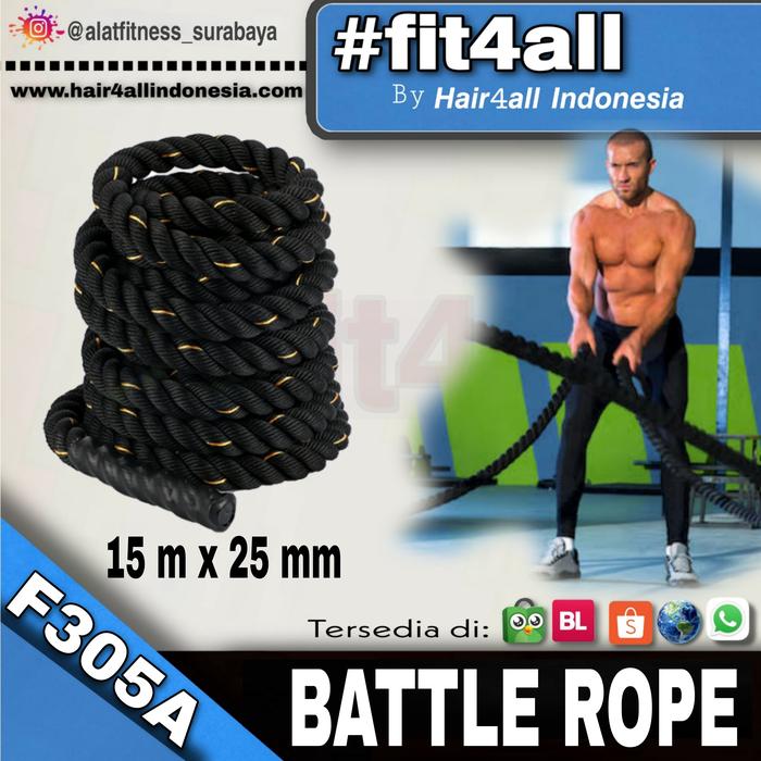 F305A 15M X 25 MM Premium Battle Rope Tali alat Fitness home sport Gym