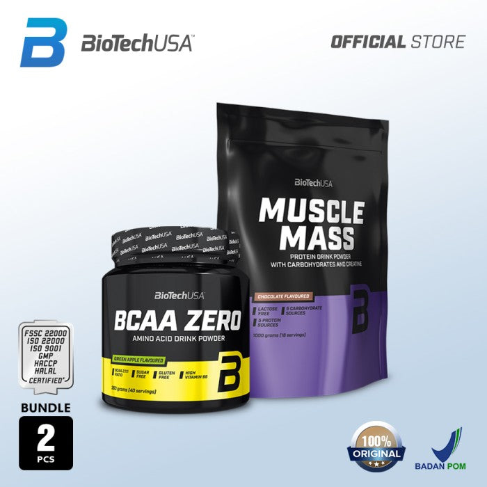 Bundle -Biotech Muscle Mass Gainer 1000 Gr + BCAA Zero 360 Gr - Vanila