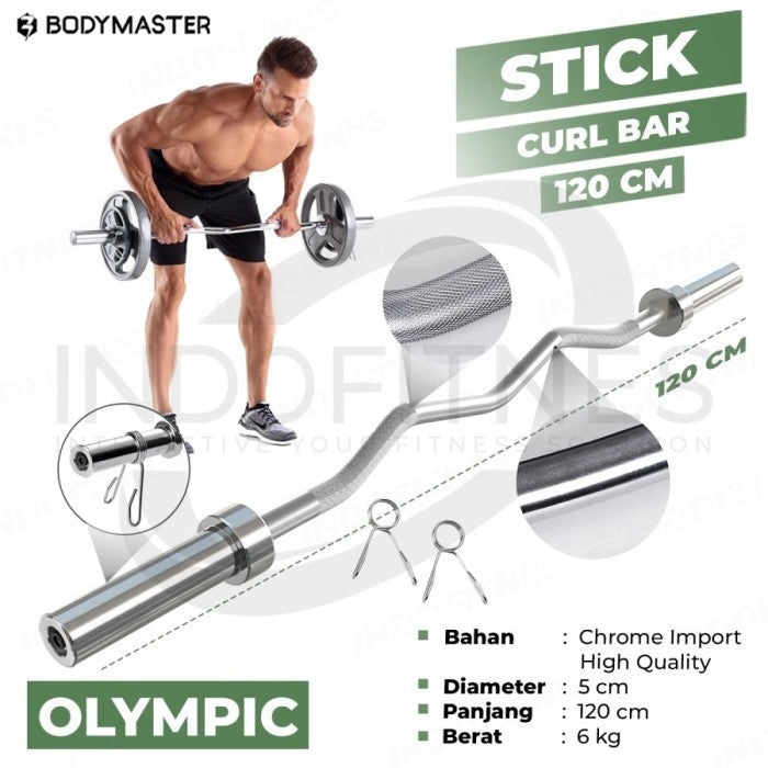 BODYMASTER Stick Gym 5 CM Barbell Olympic Curl Bar Fitnes Dumbell  - BAR 50/5CM, KARGO/BLM ONGKR
