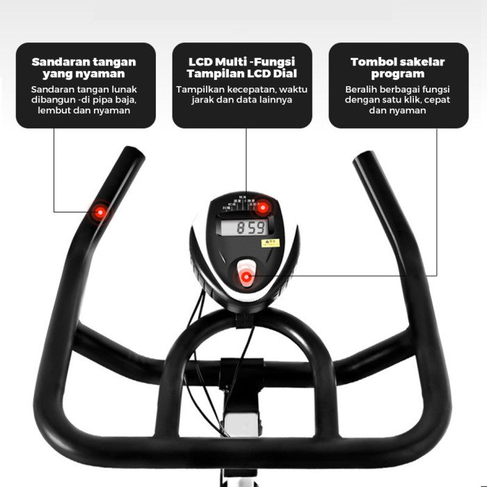 OneTwoFit Spinning Bike Sepeda Statis Exercise Bike Cardio Sepeda Fitness LCD Monitor Adjustable Seat