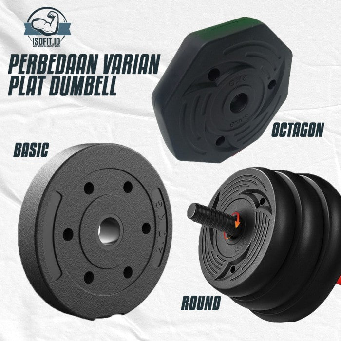 Plat Dumbell Set / Plat Pemberat Dumbell bahan Semen + PVC - ROUND, 3 KG
