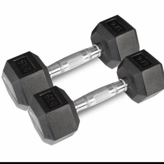 Hexagonal Rubber Dumbbell 2×8kg