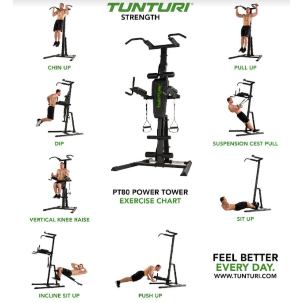 Tunturi Power Tower Pt 80 Hitam Gym Kursi