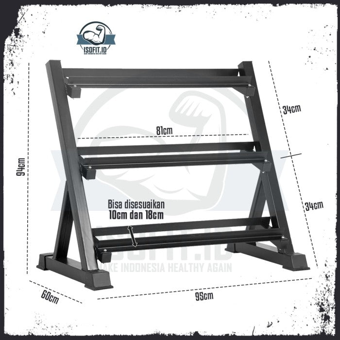 3-Layer Dumbell Storage Rack / Rak Dumbell 3 Tingkat