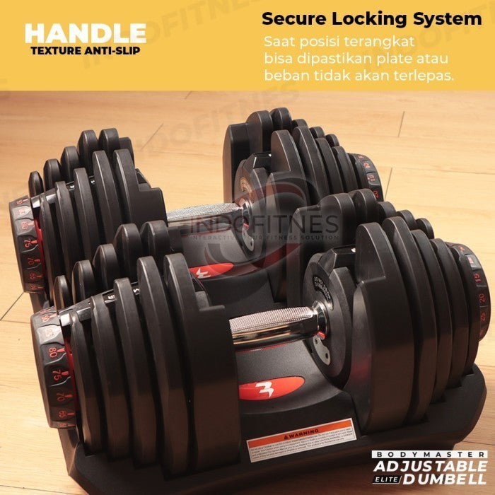 BODYMASTER Elite 40KG / 90Lbs Original Adjustable Dumbell Dumbel set - 1 PC DUMBELL