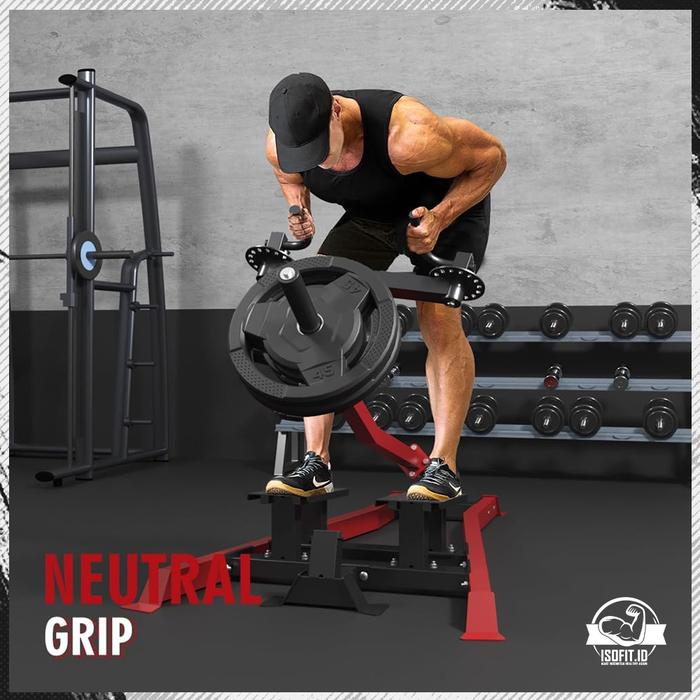 T-Bar Rowing Machine / Deadlift Machine - Penguat Punggung Bermuatan Pelat dengan Pegangan yang Dapat Diputar & Beberapa Posisi