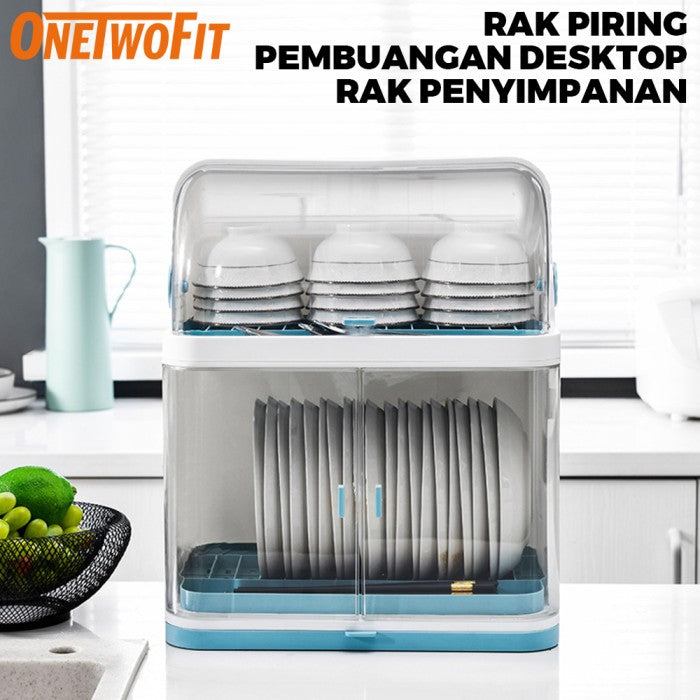 OneTwoFit Rak Piring Plastik Rak Pengering Piring Baki pembuangan yang