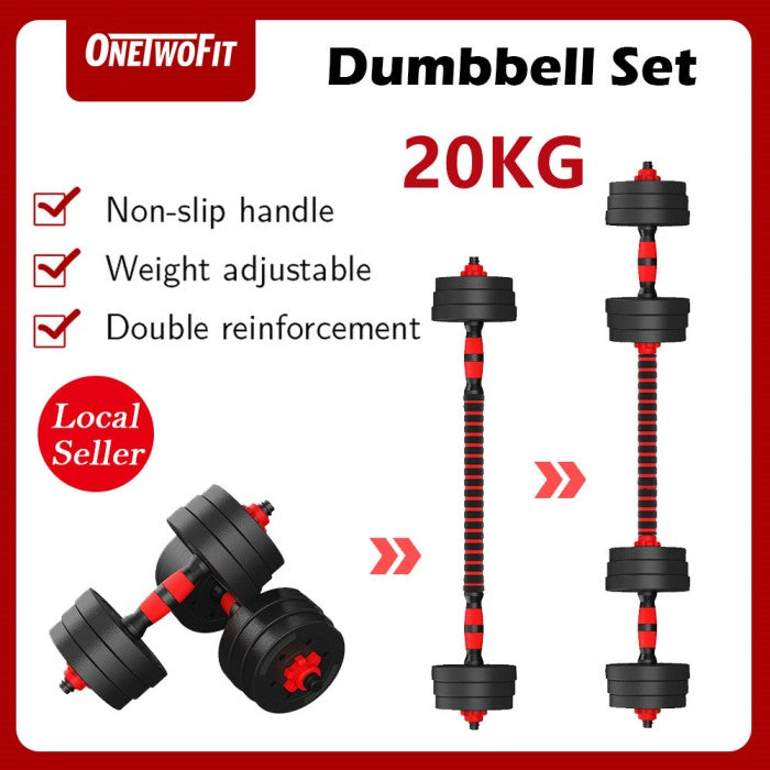 OneTwoFit Dumbbell set 20KG Barbel set Dumbel
