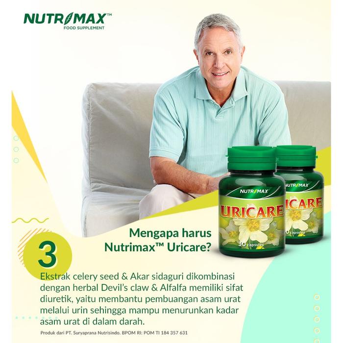 Nutrimax Uricare untuk Asam Urat Penyakit Sendi Ginjal Detox Detoks Diuretik - 30 Naturecaps