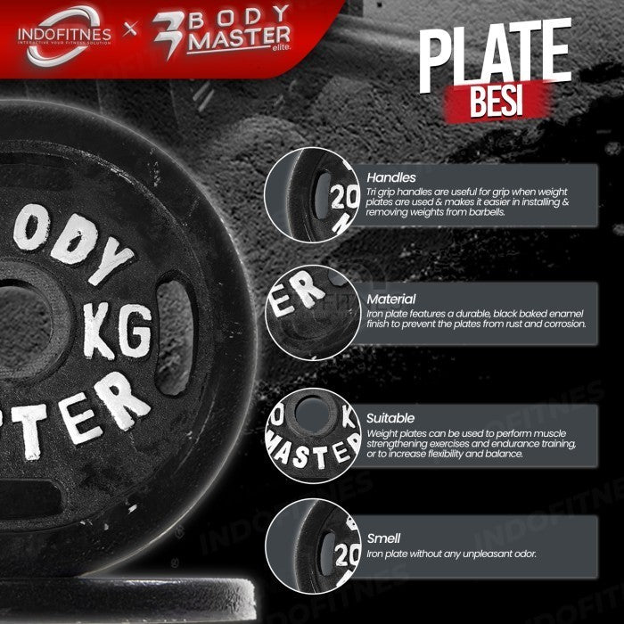 BODYMASTER Plate Dumbell Beban Besi 1.25KG - 20KG Diameter 3cm & 5cm - 3CM, 1,25KG