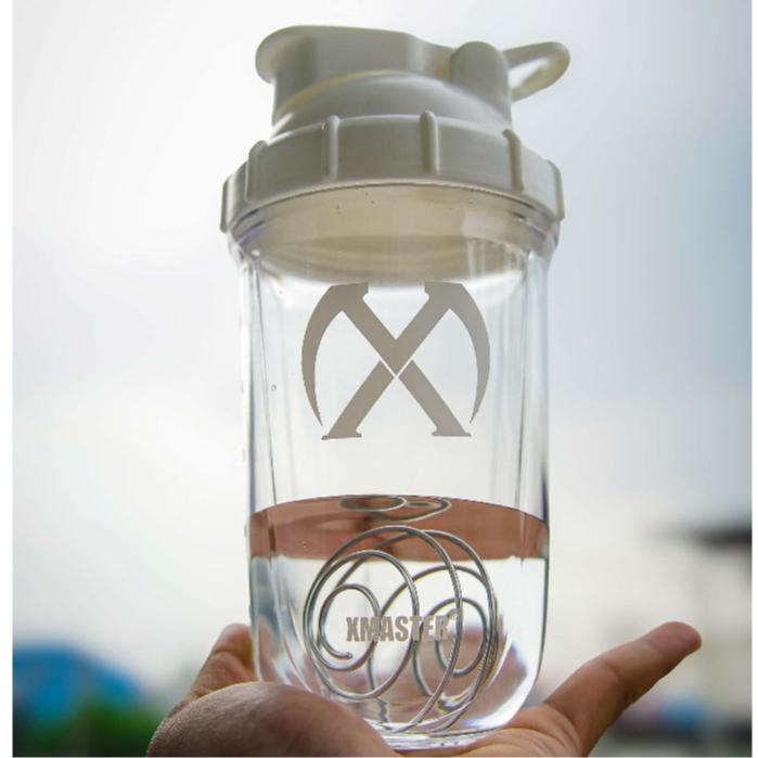 XMASTER 500ml Shaker Bottle Protein with Stainless Steel Whisk Ball 100% Leak Proof ROGUE Portable Botol - PP White
