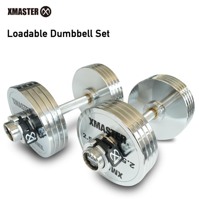 XMASTER Loadable Dumbbell Set Fleksibel dengan Rasa Barbel Berat Adjustable 120KG untuk Fitness Gym CrossFit Training ROGUE ELEIKO - 45Kg each 2pc