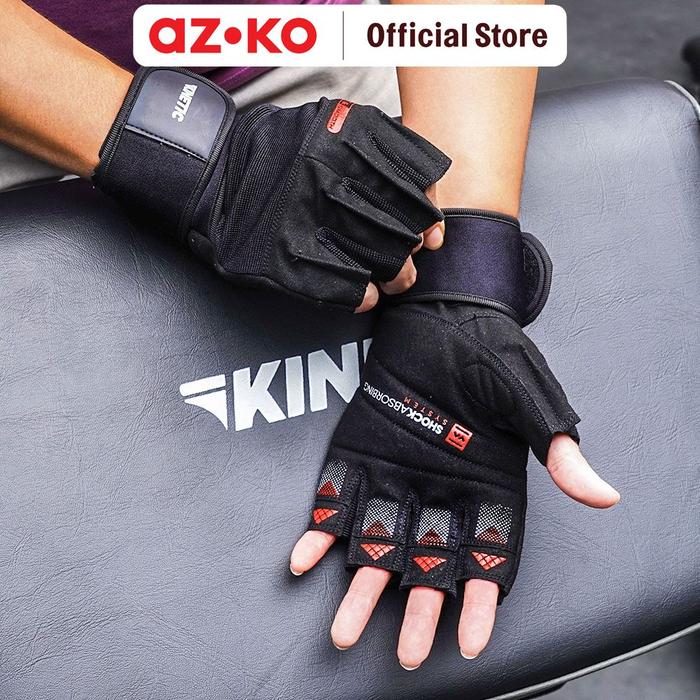Kinetic Sarung Tangan Gym Power Lifting Gym Gloves Pelindung Tangan Olahraga Weight Lifting Wristband Protection Sport Gloves - M