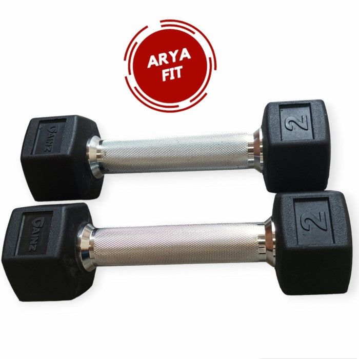 Dumbbell Hexagonal Rubber 2×2kg