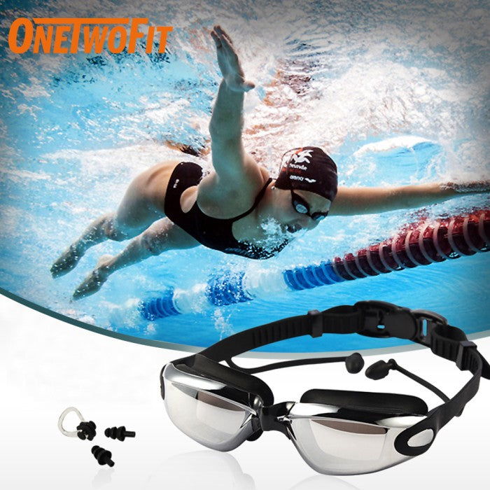 OneTwoFit Kacamata Renang Dewasa Anti UV Silicon Elastis Swimming Glas