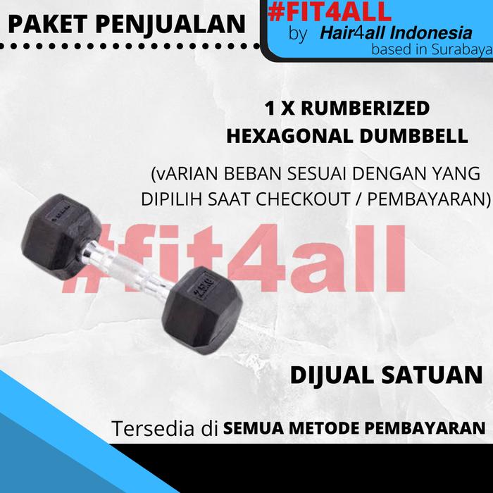 F352 HEX 5 kg DUMBBEL RUBBERIZED BARBELL GYM HEXAGONAL RUBBER