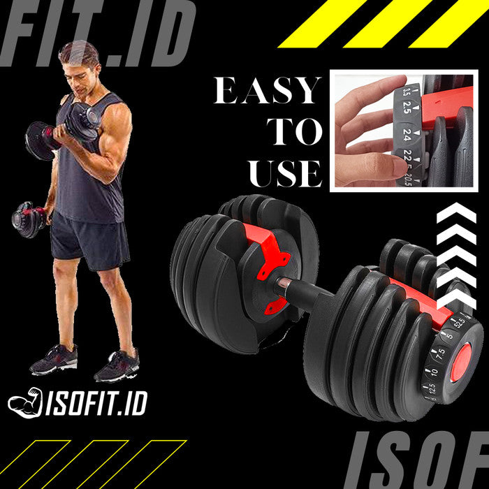 Adjustable Dumbbell Barbell Set Isofit 2.5 KG - 25 KG [PAKET 2 PCS]