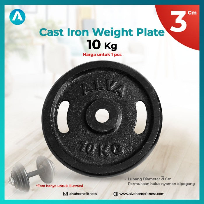 [3CM] Plat Beban Weight Plate Dumbell Dumbel - 10 kg