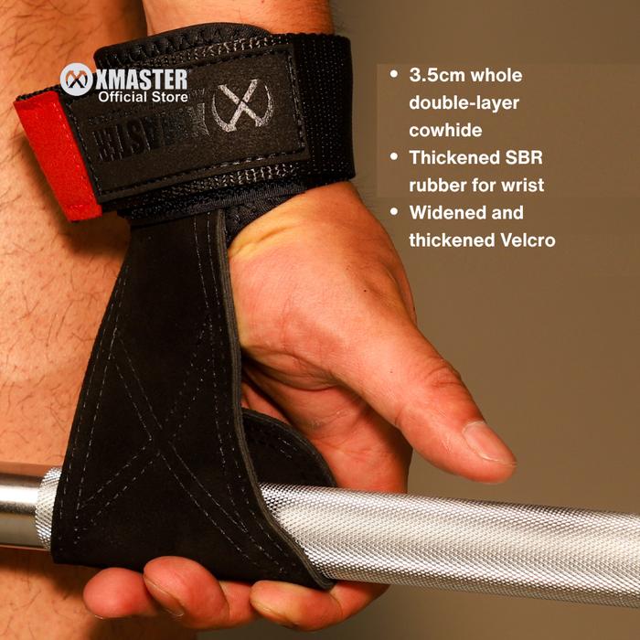 XMASTER Leather Palm Grip for Weightlifting Support - Gray