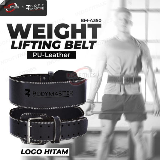 BODYMASTER Weightlifting Belt BM-A350 Premium Leather Sabuk Gym Fitnes - L, Hitam