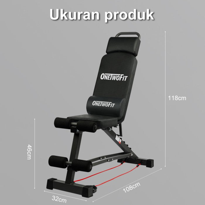 OneTwoFit Sit Up Bench Adjustable Folding Fitness Bench Dumbbell Weight Bench Home Fitness