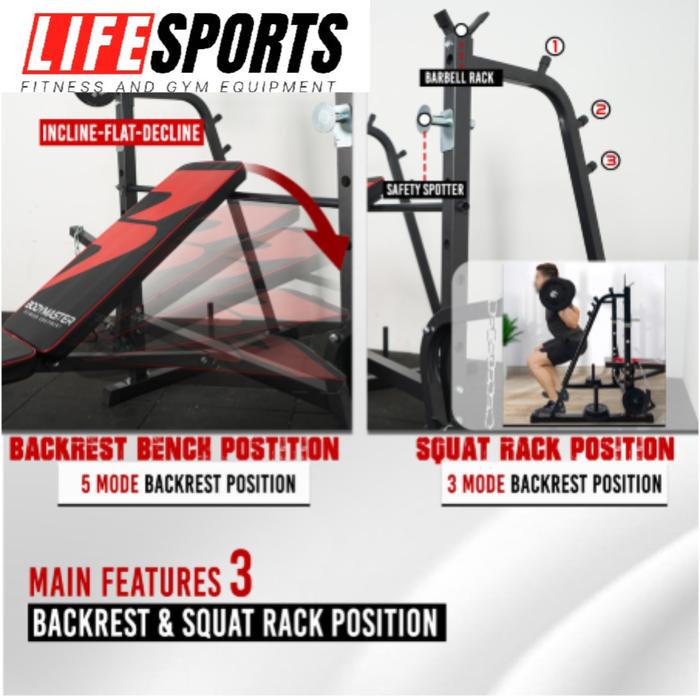 Bench Press BM-155V2 Lat Pull Down  Home Gym Preacher Curl Leg plus beban 40kg - beban pvc 40kg