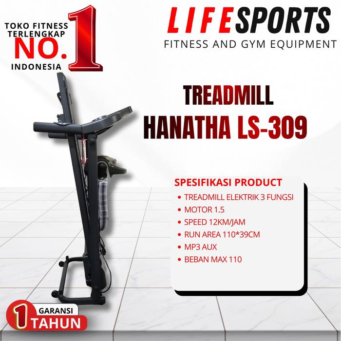 Treadmill Elektrik HANATHA LS 309 - Alat Fitness Multifungsi Treadmill Listrik Lipat Portable Low Watt