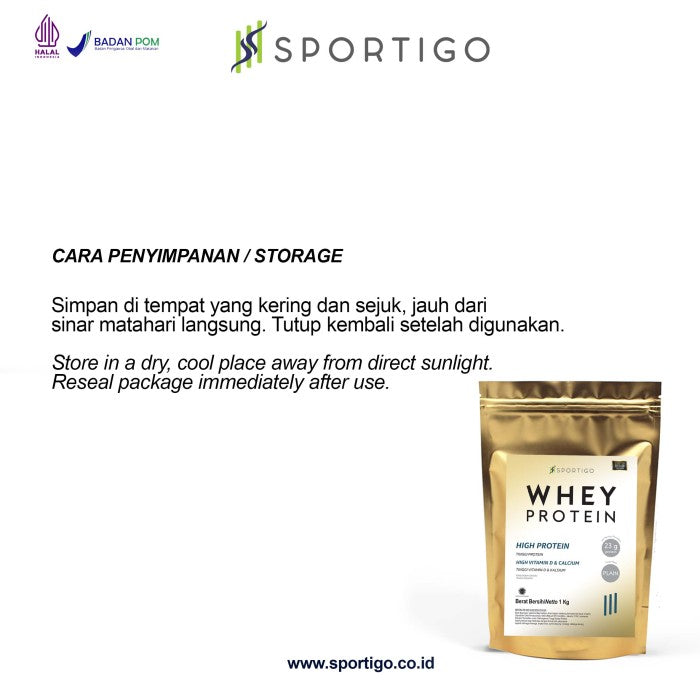 SPORTIGO Whey Protein 1KG Pouch - FREE FLAVOR