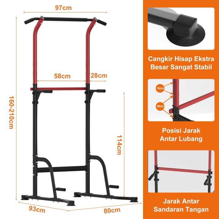 OneTwoFit Power Tower Pull Up Bar Multi-Function Alat Olahraga Fitness