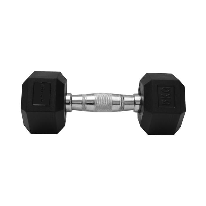 KINETIC DUMBBELL KARET HEXAGONAL 5 KG - HITAM