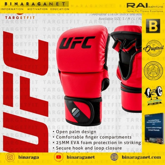 UFC CONTENDER MMA SPARRING GLOVES 8 OZ / SARUNG TINJU / BOXING - Merah